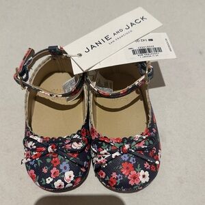 Janie and Jack Navy Floral Dress Shoes